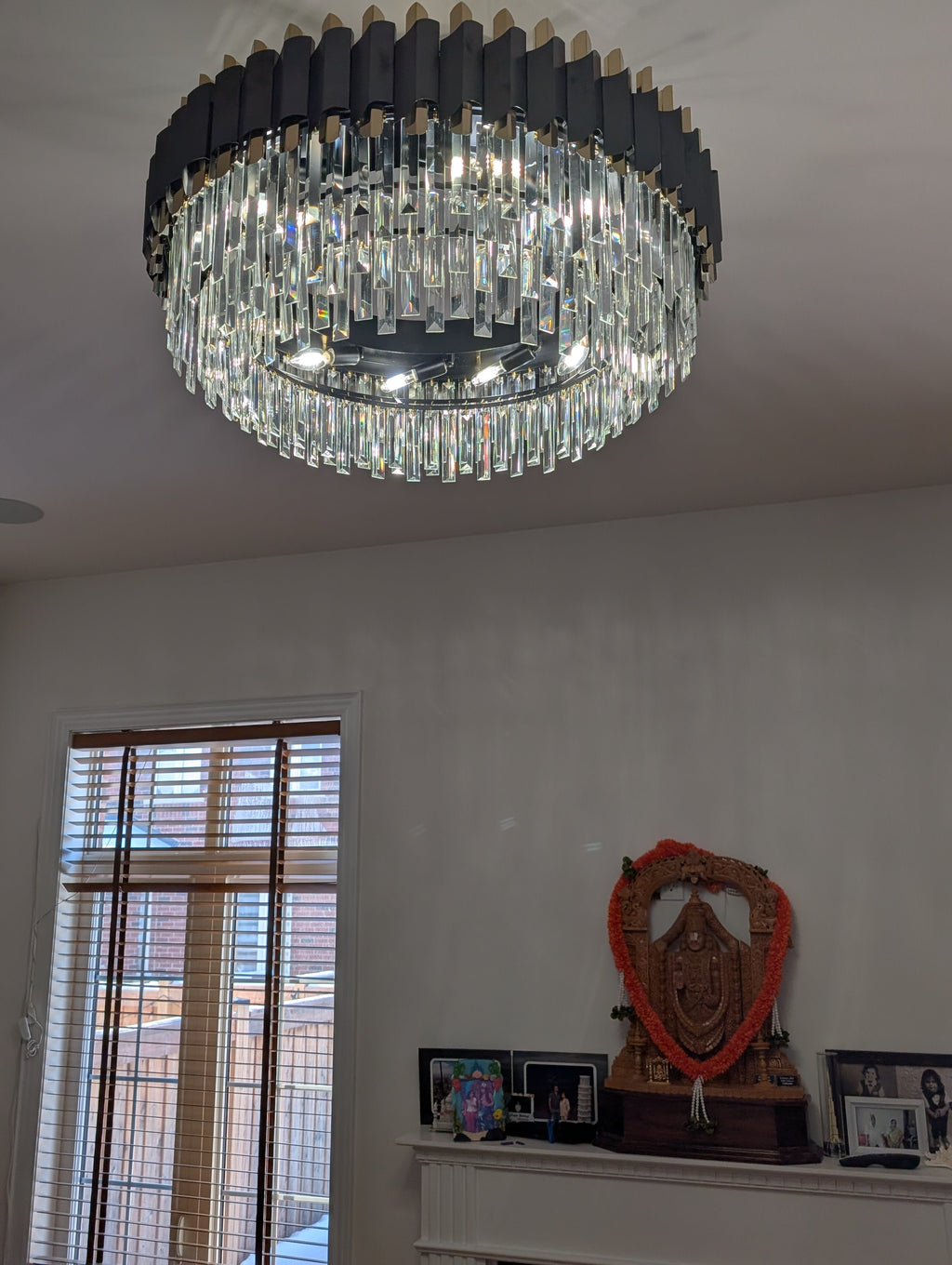 Modern Black Pendant Light Luxury Gold Wedding Crystal Chandelier Led Lamp Living Room Bedroom Bar Hang Lamp